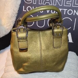 Tignanello Metallic Gold Leather Handbag EUC NOW ONLY $25